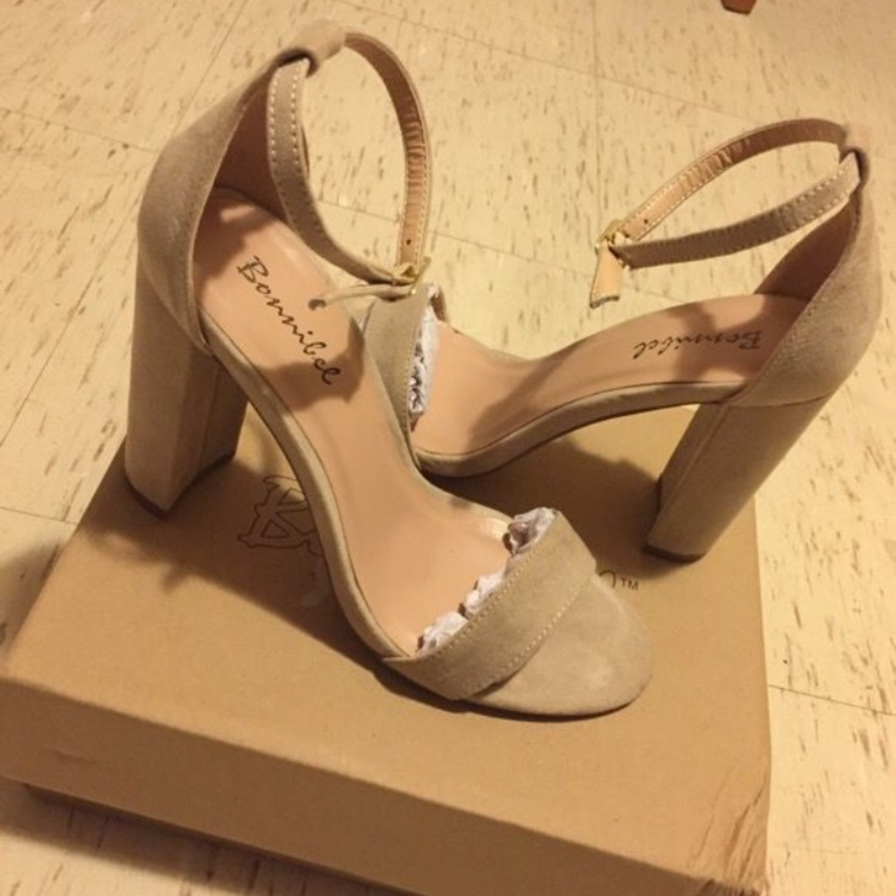 Nude Suede Heels.